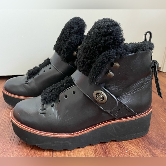 Coach Urban Hiker Shearling Platform Boots - Picture 12 of 14
